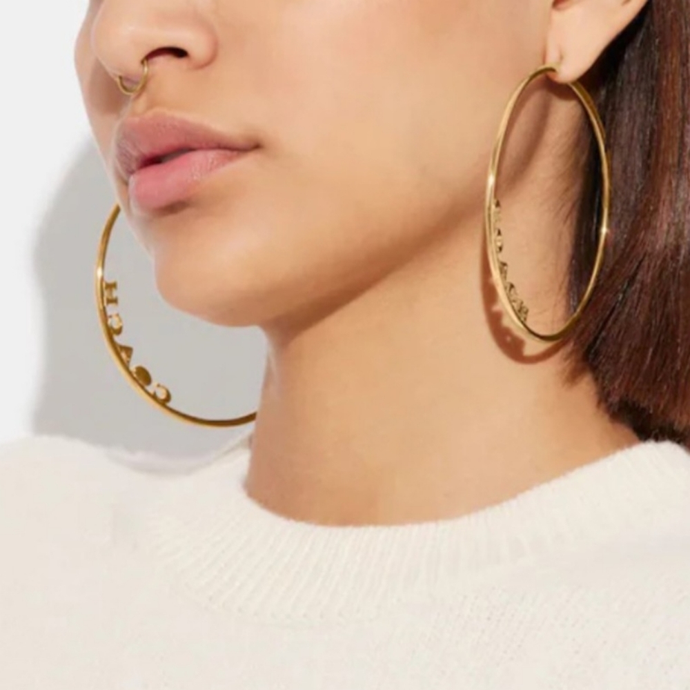 Coach Signature Large Hoop Earrings